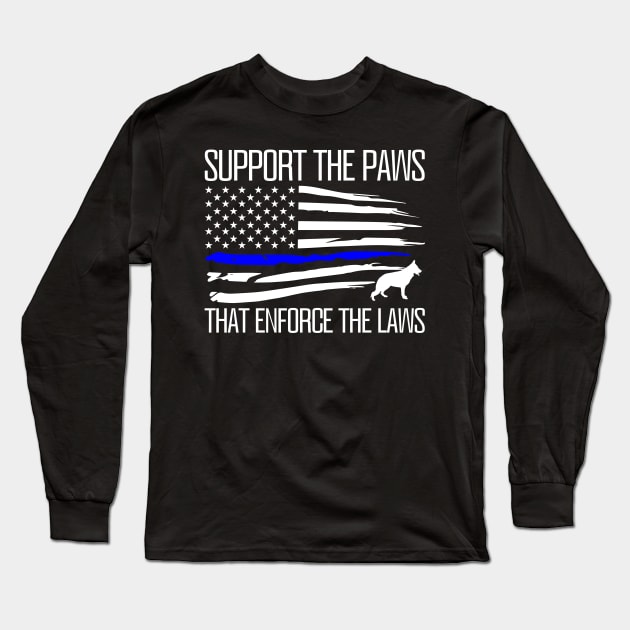 K-9 Unit Police Dog - Thin Blue Line Long Sleeve T-Shirt by 5StarDesigns